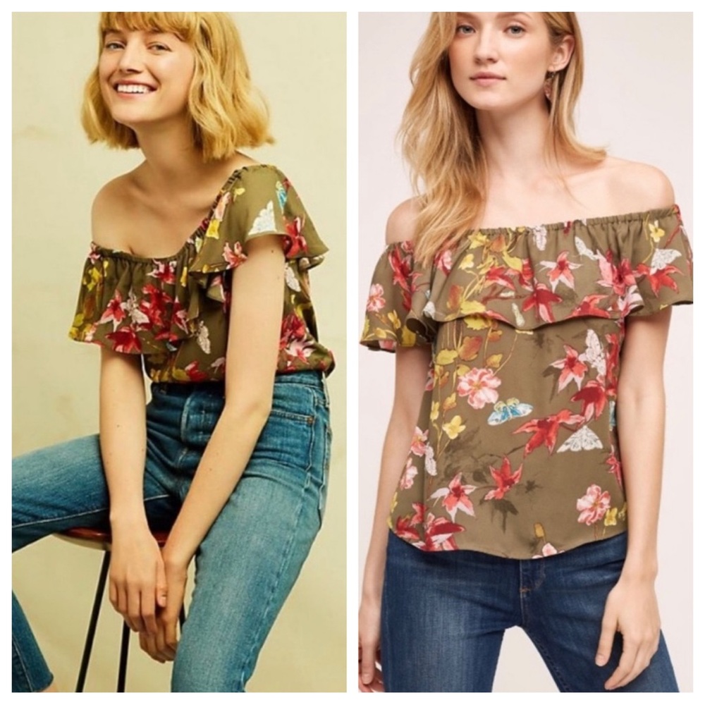 Anthropologie‎ Maeve Vallita Off The Shoulder Floral Top Size S